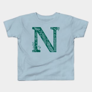 Letter N Bottle Green Kids T-Shirt